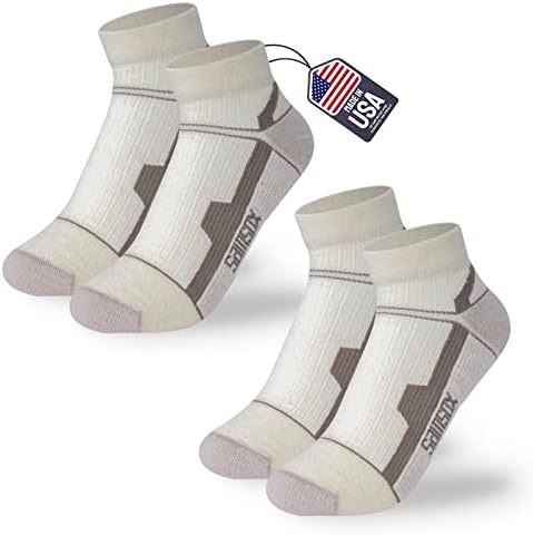 סמסוקס 2 זוגות צמר מרינו קרסול ריצה הליכה גרביים, תוצרת ארה ב מרופד ספורט גרביים לגברים & מגבר; נשים