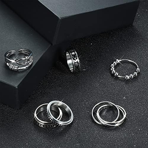 טונארז טיטניום נירוסטה טבעת חרדה לנשים גברים טבעות ספינר טבעת טבעת טבעת 6-8 ממ לרוחב מתח רוח