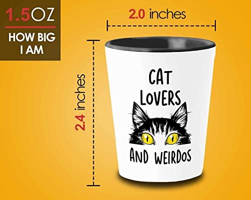 חיבוקי בועה אוהבי חתולים כוס שוט 1.5 עוז - אוהבי חתולים ומוזרים - חתול סיטר בעל בעלי חיים מצמרר כפה לחיות