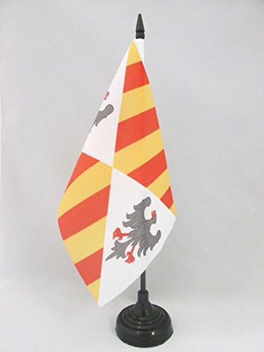 דגל AZ נורמן ממלכת סיציליה 1130-1815 דגל טבלה 5 '' x 8 '' - רגנו די סיציליה דגל שולחן 21 x 14 סמ - מקל פלסטיק
