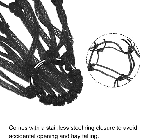 Patikil 36 מזין חציר איטי, 2 חבילות ניילון הזנת חציר רשת לסוסים 5x5 חורים חבל שקית חציר תלויה עם
