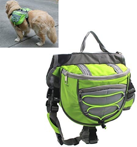 תרמיל כלבים Xiaoyu, מוביל רתמת שקיות אוכף מתכווננות, לטיול טיולים קמפינג, ירוק, s