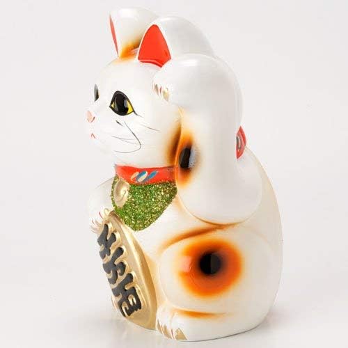 תוצרת יפן מזל חתול 7.5 '' חרסינה חרסינה לבנה מנקי נקו יד שמאל
