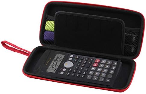 מחשבון גרפיקה של Navitech Red Case/Cover Case עם כיס אחסון תואם ל- Casio FX-115MS-SC-UH