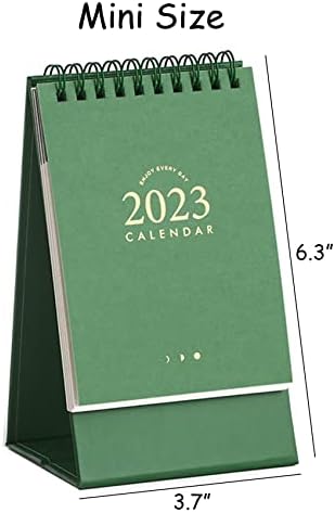 2023 לוח השנה של מיני שולחן לוח שנה כפכף חוט חודשי 6.3 x 3.7 - ירוק