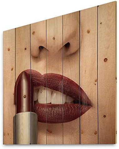 עיצוב שפתון אדום מוחל על השפתיים עיצוב קיר עץ מודרני ועכשווי, אמנות קיר מעץ אדום, אנשים גדולים לוחות קיר מעץ מודפסים