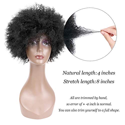 קווינטס 8 אינץ קצר קינקי מתולתל שיער טבעי האפרו פאות לנשים שחורות אף תחרה פאה טבעי שחור