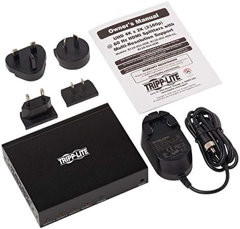 Tripp Lite Hdmi Splitter, 1 ב -4 מפצל חוצה, 4 נמל HDMI מפצל, 4K @ 60 הרץ, 4: 4: 4, תמיכה רב-רזולוציה,