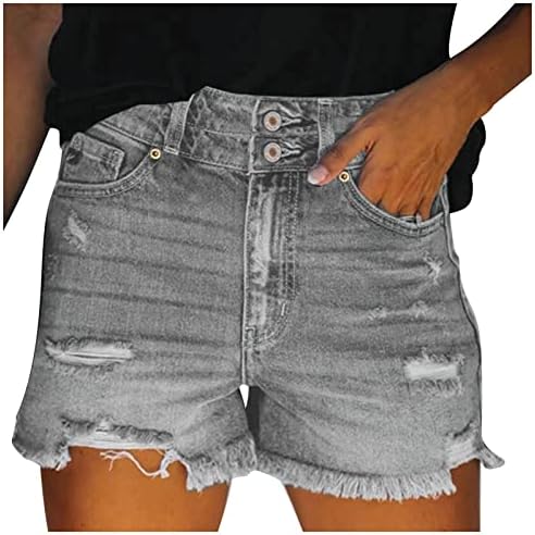 מכנסיים קצרים של ג'ינס WPOUMV לנשים עם מותניים מזדמנים קרועים מכנסיים קצרים קיץ ג'ין מכנסיים