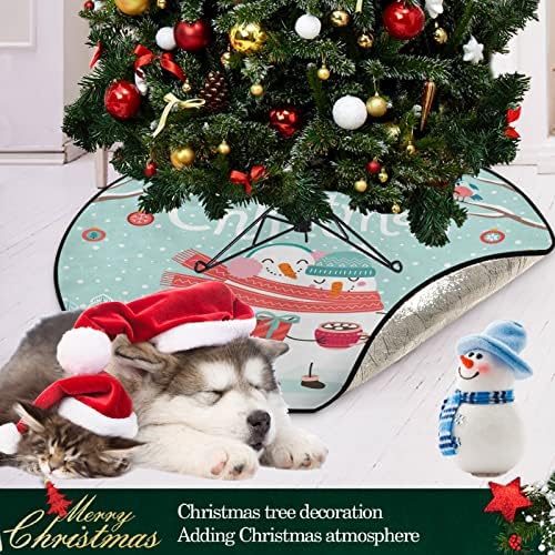 מחצלת עץ חג המולד Visesunny חג מולד שמח שלג חמוד שלג זוג מחבק עץ עץ מעמד מחצלת מגן רצפה סופג