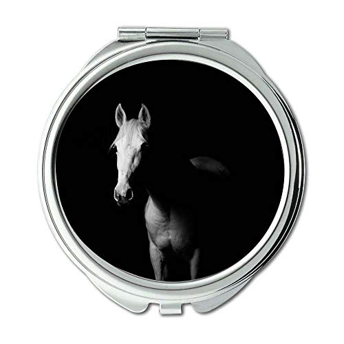 מראה, קומפקטי מראה, בעלי החיים שחור ולבן סוס,כיס מראה, נייד מראה
