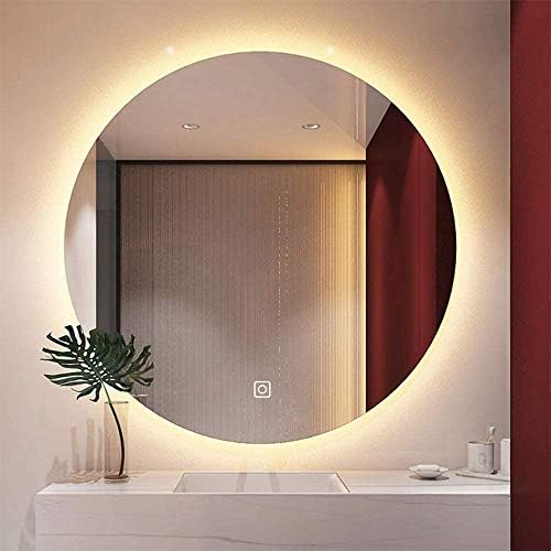 מראה מראה חדר אמבטיה מראה עגול מראה תאורה אחורית מראה אור עגול קיר רכוב חכם עם מראה מנורה אור