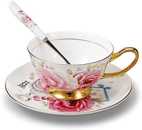 Jydbrt פרח ורוד בסגנון אירופאי עצם כיתה גבוהה סין חרסינה קפה כוס קפה אחר הצהריים כוס תה קרמיקה עם צלוחית