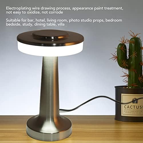 מנורת שולחן LED ניידת של Zyyini, מנורה ליד המיטה של ​​בקרת מגע רטרו עם 3 רמות טמפרטורת צבע, סוללה