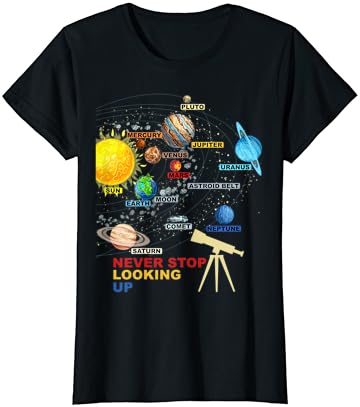 שמש מערכת כוכבי לכת - לא להפסיק להסתכל למעלה-אסטרונומיה חולצה