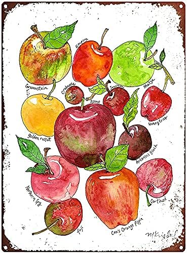 סוגים גדולים של תפוחים מהסתיו קציר מתכת פח סימן מטבח פאב חידוש קפה בר מועדון קיר פוסטר 12 * 8 אינץ