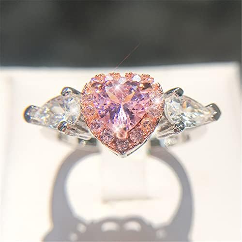 2023 טופר לב של אפרסק ורוד חדש סט זירקון טבעת טבעת מים טיפת יהלום טבעת נשים תכשיטים מגניבים