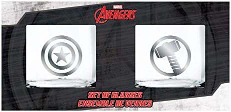 סט זכוכית מארוול-קפטן אמריקה & מגבר; לוגו ת ' ור - סט מתנת אספנות של 2 כוסות - 10 עוז. קיבולת