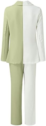 מכנסי בלייזר דו -חלקים לנשים מכנסי טלאים כפולים עם שרוול ארוך בלייזר וינטג