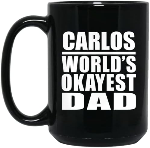 עיצוב אבא הכי טוב בעולם של קרלוס, 15 עוז ספל קפה שחור קרמיקה כוס תה כלי שתייה עם ידית, מתנות