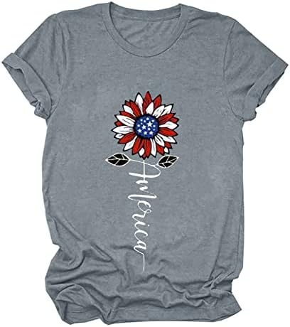 חולצת טריקו של דגל אמריקאי ארהב נשים שרוול קצר צמרות גרפיות טרנדיות 4 ביולי חולצות טי טריקו