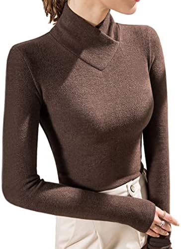צוואר צלב טרנדי צוואר כפול צמר צמר נשים חמות תחתונים חולצה תחתונה עליונה