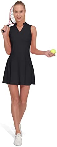 M Moteepi שמלת אימון אתלטי לנשים ללא שרוולים נשים שמלת גולף טניס עם מכנסיים קצרים וכיסים