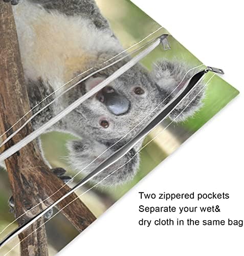 DJYQBFA בעלי חיים קואלה עץ תינוקות יבש רטוב 2 יחידות שקיות רטובות אטומות למים שקיות יבשות רטובות לשימוש חוזר