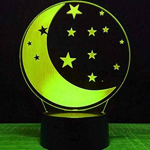 ג ' ינוול 3 ירח כוכב לילה אור מנורת אשליה הוביל 7 צבע שינוי מגע מתג שולחן שולחן קישוט מנורות אקריליק שטוח
