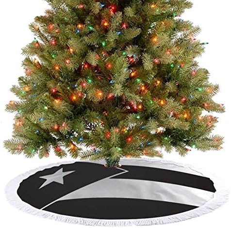 חצאית עץ חג המולד של פורטו ריקו שחור עם ציצית למסיבת חג מולד שמח תחת עץ חג המולד