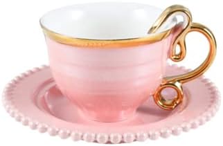 כוס תה קפה קרמיקה recrzpb ומערכת צלוחית מגנוליה לבנה ספל קפה פרחים קפה וסט צלוחית, צלחת מיץ חלב צלחת יום הולדת