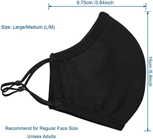 בד פנים מסכת לנשימה 3 רובדי מתכוונן אוזן לולאות, רחיץ לשימוש חוזר כותנה שחור ספורט מסכות עבור יוניסקס