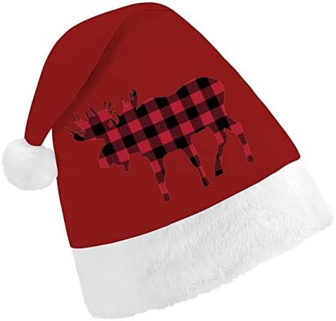 משובץ איילים חוטב עצים אדום שחור חג המולד כובע סנטה כובע עבור יוניסקס מבוגרים נוחות קלאסי חג