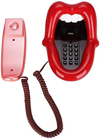 Pusokei אדום לשון גדולה רטרו טלפון קווי טלפון, טלפון שפתיים אדומות יצירתיות, קישוט סקסי ייחודי