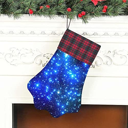 Dcehgew כחול כוכבים נוצצים מודפסים גרבי חג המולד המותאם אישית כפות כלב בצורת חג מולד גרב לחווה משפחת