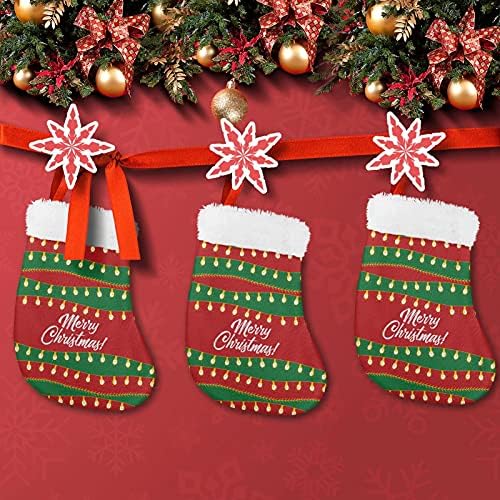 Coeqine 6 חבילה סט גרבי גרביים לחג המולד, גרביים מינימום, דפוס סנטה קלאוס אדום חג המולד גרב קישוט תלוי