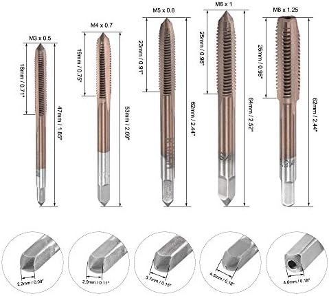 UXCell M3 M4 M5 M6 M8 RETING SHORTING SET SET SAPE HIGH פלדה חלילי ישר ישר חוט ברכי ברכי ברונזה טון 5 יחידות