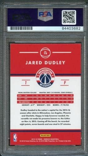 2015-16 דונרוס 79 ג'ארד דאדלי חתום כרטיס אוטומטי PSA Slabbed - כרטיסי טירון של כדורסל כדורסל