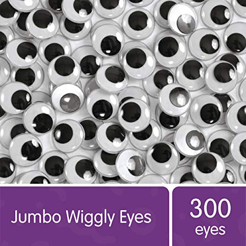 צבעים ג'מבו וויגלי גוגלי עיניים, 300 חלקים בצנצנת, אחסון, שחור לבן, 3/4 אינץ 'כל אחד, אומנויות ומלאכה, לילדים