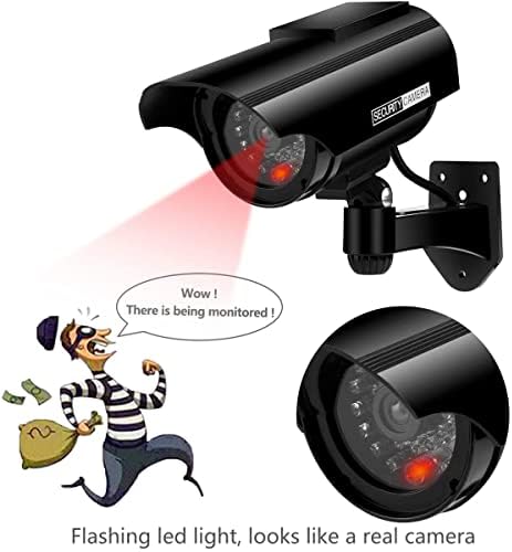 Preziouz מצלמת אבטחה דמה מופעלת סולארית, מצלמות אבטחה מזויפות של כדור, מערכת מעקב מדומה עם נורת LED