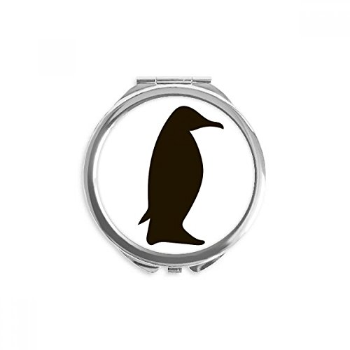 שחור פינגווין בעלי החיים תיאור יד קומפקטי מראה עגול נייד כיס זכוכית