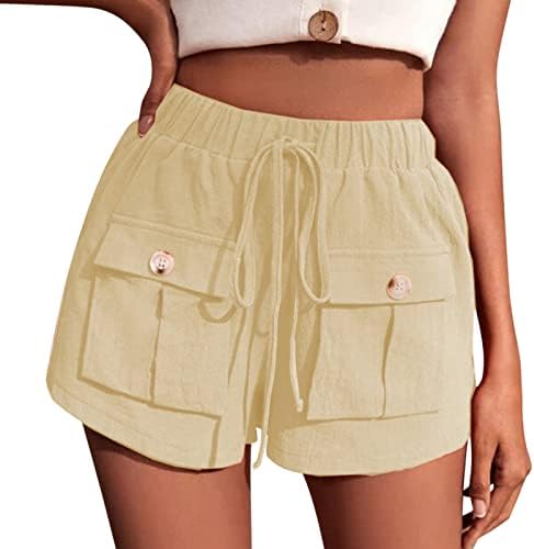 מכנסיים קצרים לנשים לקיץ טרקלין מזדמן נוח בצבע טהור מכנסי חוף קצרים חוף רחבים מותניים גבוהים מכנסיים