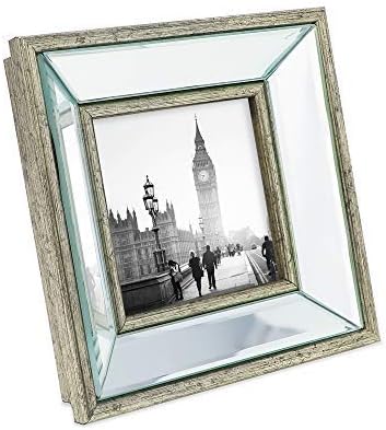 אייזק ג'ייקובס 4x4 מסגרת תמונה משופעת מכסף - מסגרת שיקוף קלאסית עם זווית מלוכסנת עמוקה מיוצרת לתצוגת