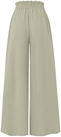 מכנסי נשים של SGASY 2023 מכנסי רגל רחבים מזדמנים קיץ זורמים אלסטיים זורמים המותניים המותניים המותניים עם