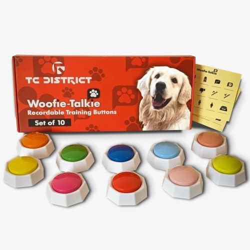וופי-טוקי לצריבה כלב כפתורים לתקשורת והדרכה - ערכה מלאה כולל 30 כיף מדבקות, סט של 10 להתאמה אישית זמזמים עם