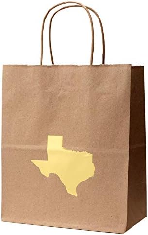 6 שקית מתנה טקסס עם מדינת רדיד זהב של צורת טקסס קראפט שקית מתנה גור גודל 8 איקס 4 3/4 איקס 10