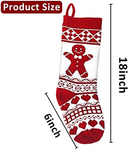 Turnmeon 6 חבילה 18 גרבי חג המולד גדולים קישוטים מותאמים אישית לגרב תלייה סרוג מצחיק סנטה שלג איילים