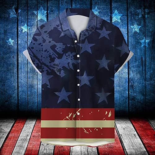 חולצות פטריוטיות של Beuu Mens 4 ביולי רטרו רטרו אמריקה כפתור מטה צווארון צווארון יום העצמאות יום