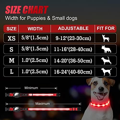 Joytale 11-16 '' צווארון כלבים LED ורצועה רפלקטיבית דו צדדית של 5ft, מדליקה בטיחות לילה נטענת צווארון חיית
