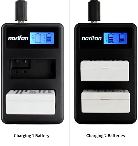 NORIFON NB-6L ערוץ כפול LCD מטען USB עבור CANON POWERSHOT SX530 HS, SX610 HS, SX710 HS, SD1200 IS, SD1300